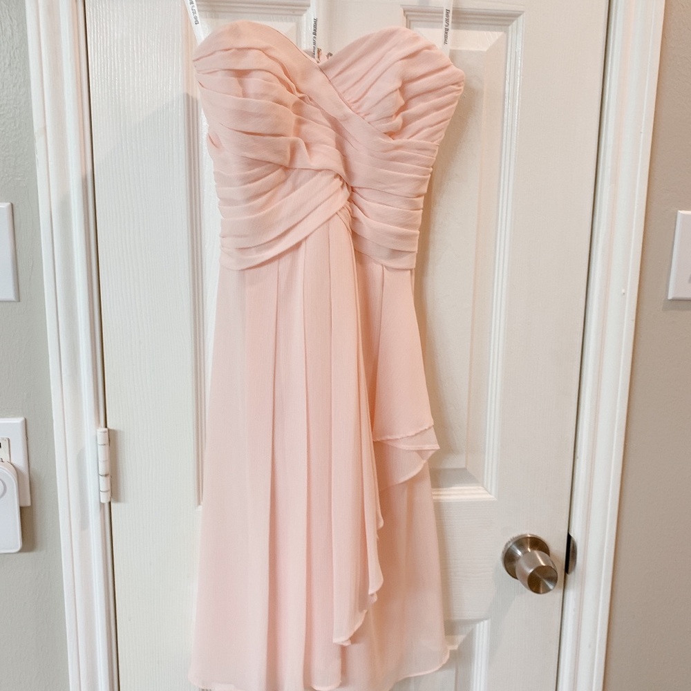 David’s bridal dress size 2 crinkle chiffon pink